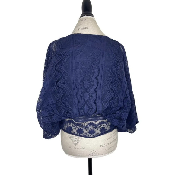 Anthropologie Beyond Vintage lace top no tags medium Navy - Picture 3 of 6